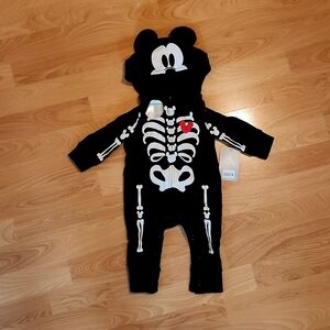 Disney Mickey Mouse Skeleton Onsie NWT Halloween Costume 3-6 months